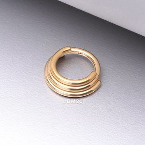 Pure24K Implant Grade Titanium Triple Stagger Seamless Clicker Hoop Ring